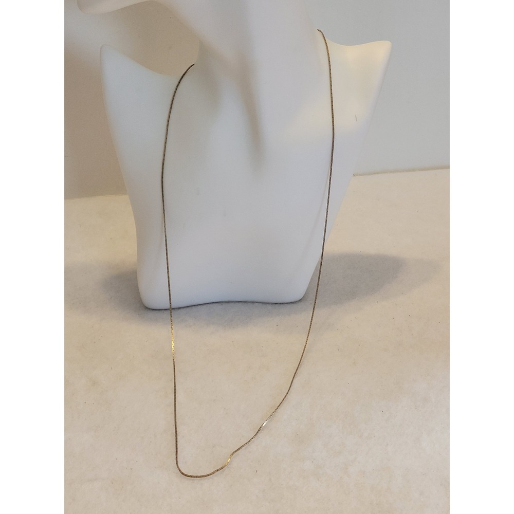 Vintage‎ Chain Necklace 28" Gold Good Minimalist Dainty Flat Link Jewelry